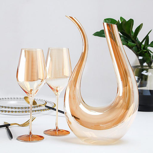 Golden Wine Goblet and Decanter Set