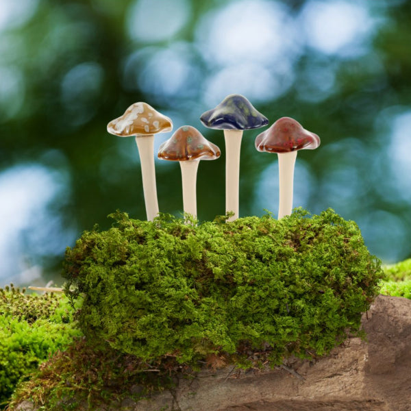Ceramic Mushroom Plant Ornament (Set of 4 - Assorted Colours)