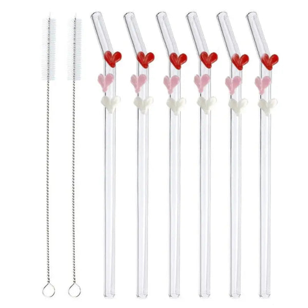 Amore Reusable Glass Straws (Set of 6)