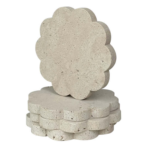 Scalloped Travertine Coaster (Set of 4)