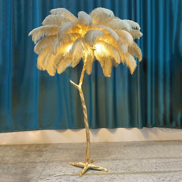 ostrich feather resin floor lamp
