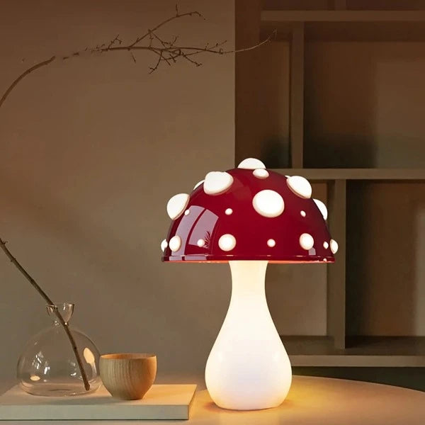 red toadstool lamp