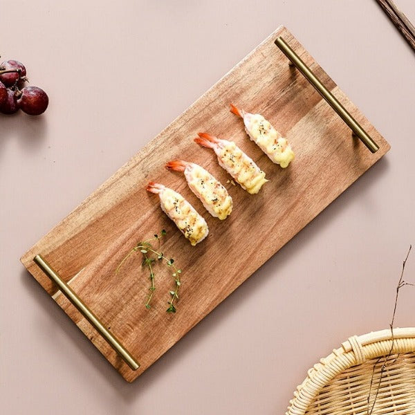 Wooden Serving Tray with Handles