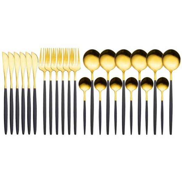 Gold and Black Luxury Cutlery Set