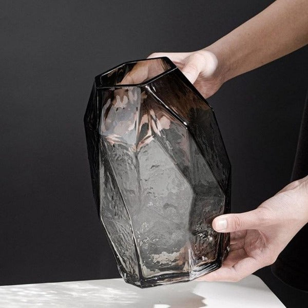 Grey Smoky Glass Vase