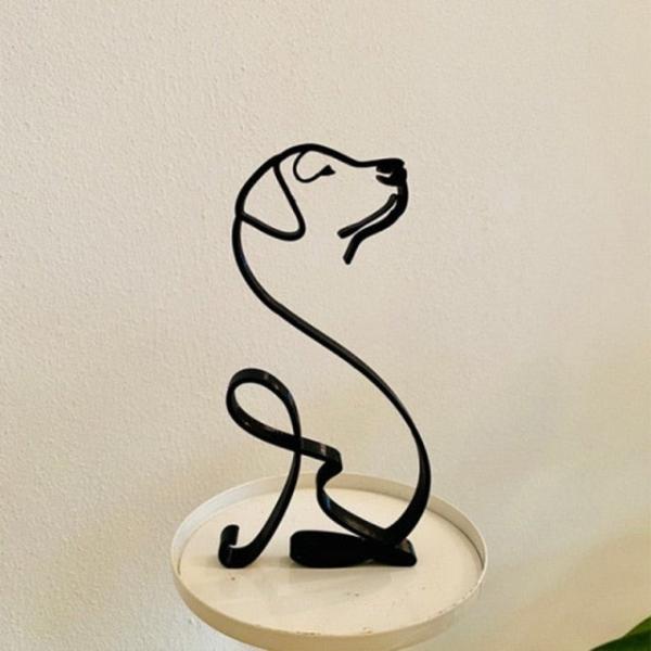 Minimalist Wire Dog Sculpture