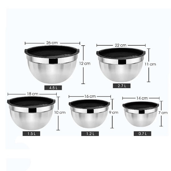 Nesting Stainless Steel Mixing Bowls (Set of 5)