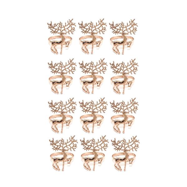 Reindeer Napkin Rings (Set of 12 - Assorted Colours)