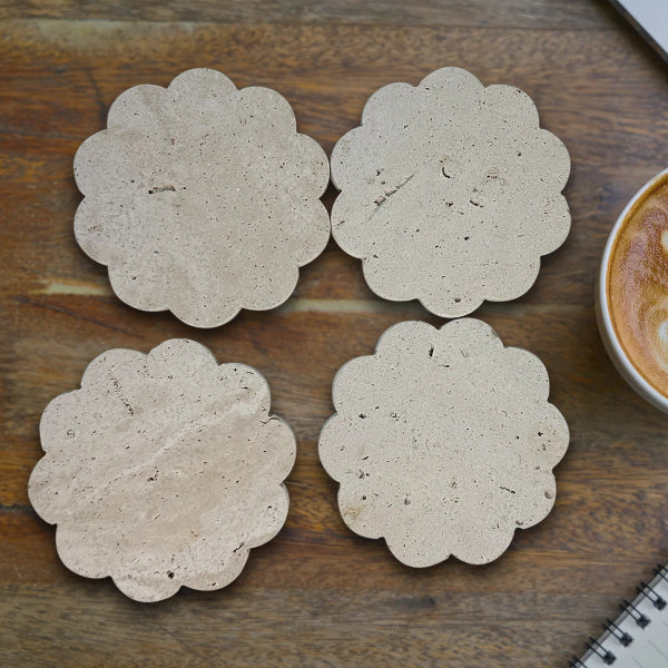 Scalloped Travertine Coaster (Set of 4)