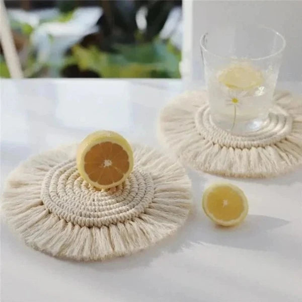 Mini Coster Macrame Macrame Coaster | Versatile Bohemian Coasters — Habitarē Home & Garden