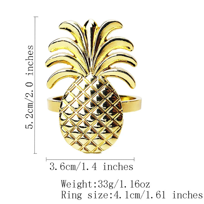 Pineapple Napkin Rings (Set of 6 - Assorted Colours)