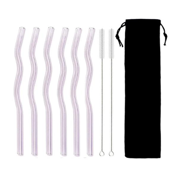 Wavy Straws (Set of 6 - Assorted Colours)