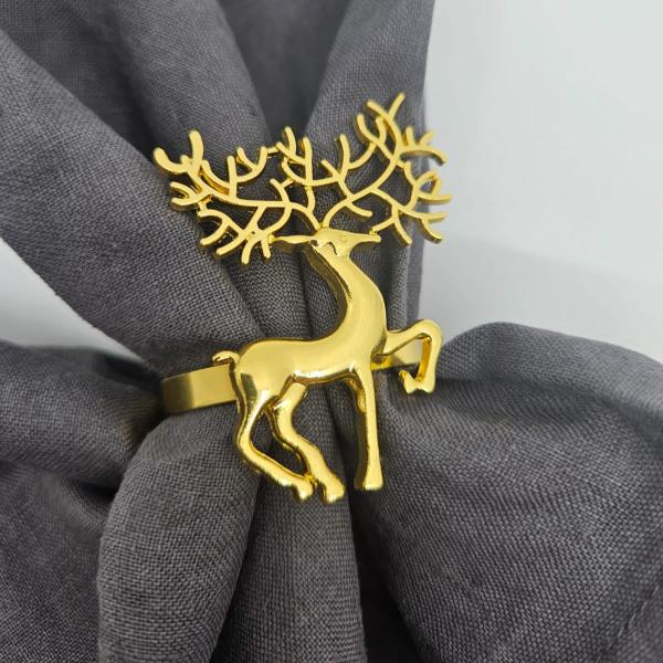 Reindeer Napkin Rings (Set of 12 - Assorted Colours)