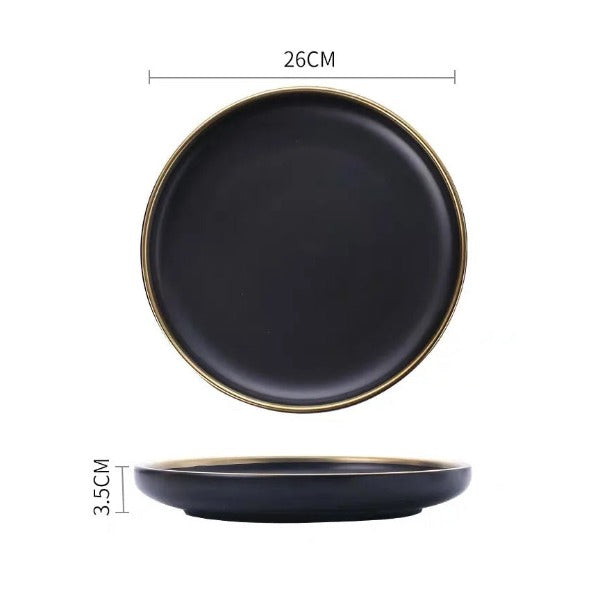 black and gold ceramic plates