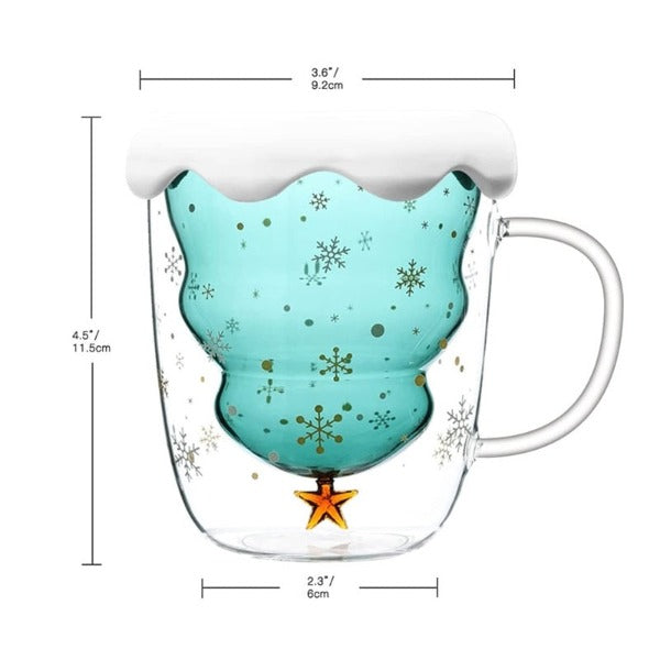 christmas double wall glass mug