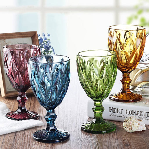 coloured glass goblets