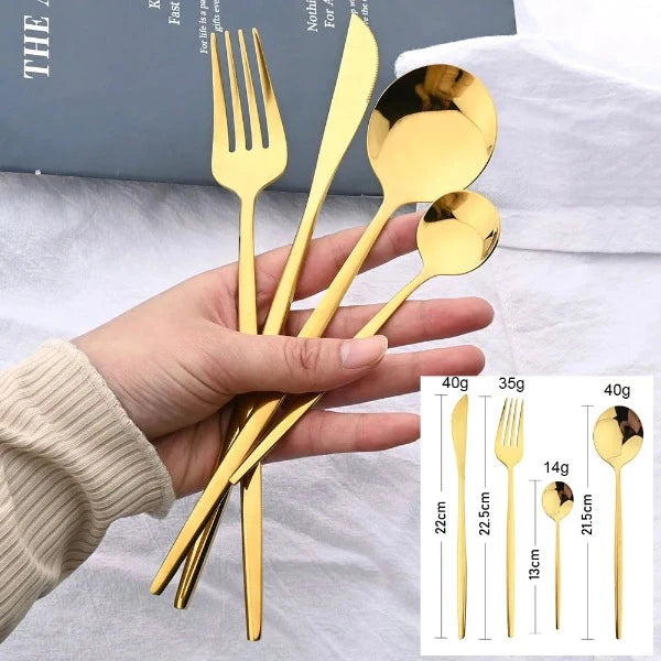 gold stainless steel cutlery set