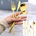 gold stainless steel cutlery set