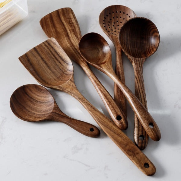 teak wood kitchen utensils