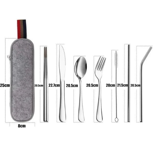 travel cutlery set with case