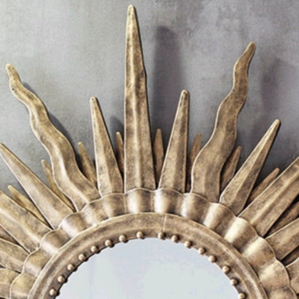 Gold Soleil Round Iron Mirror