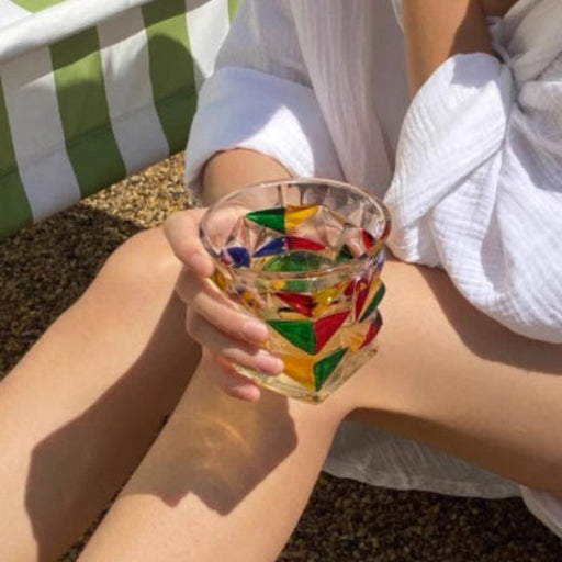 Multi coloured Decanter and Tumblers