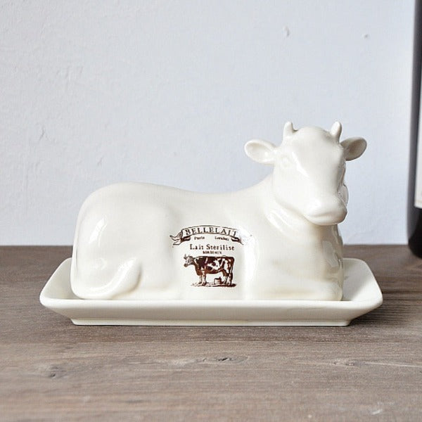 Vintage Cow Butter Dish