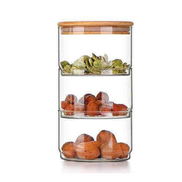 glass storage jar with bamboo lid