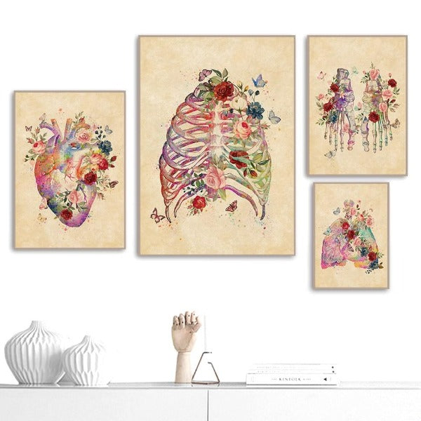 Colourful painting motif of the human skeleton