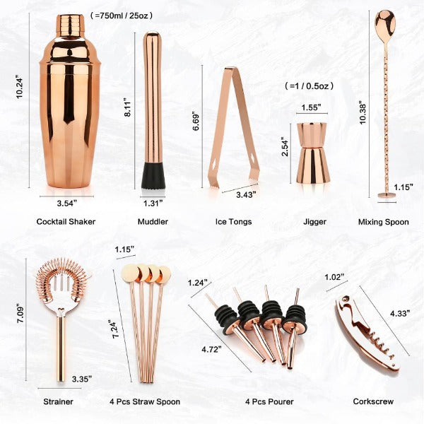 16 Piece Stainless Steel Cocktail Shaker Set
