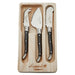 Set of three Laguiole style cheese knives