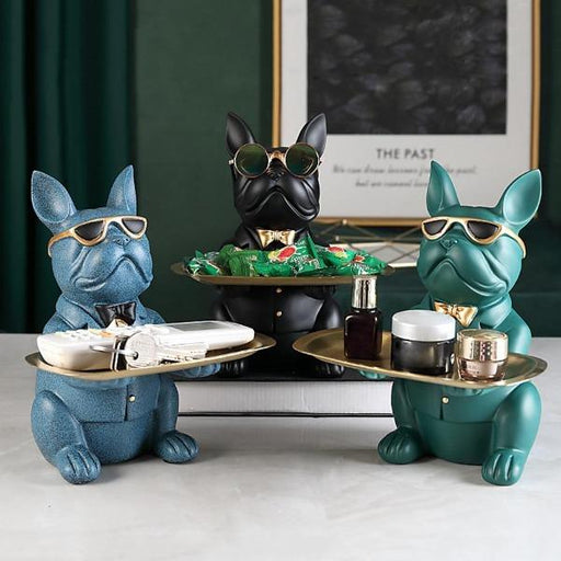Frenchie Statue With Tray