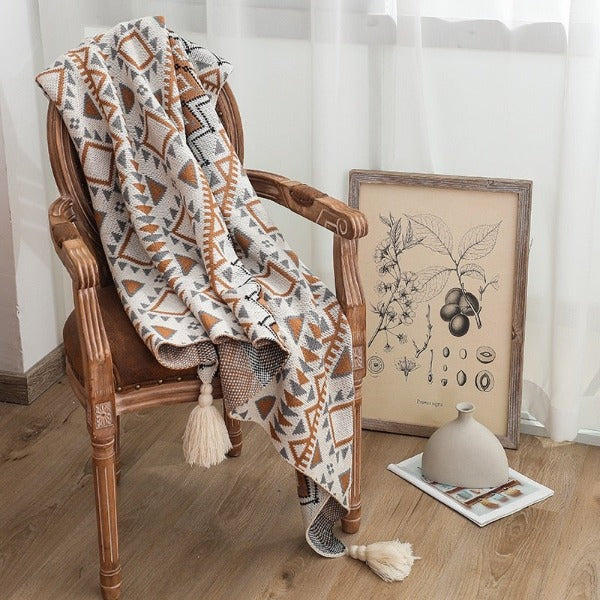 Iroquois Throw | Lightweight Tribal Knitted Blanket — Habitarē Home ...