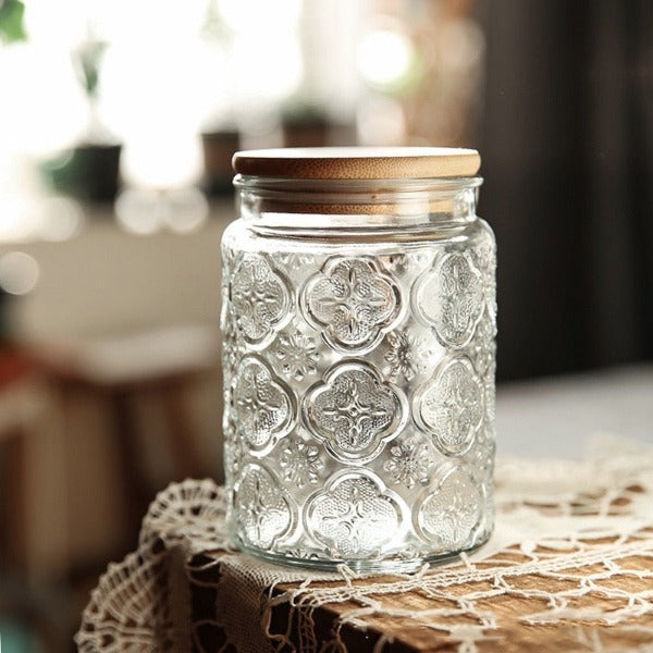 Embossed Glass Jar